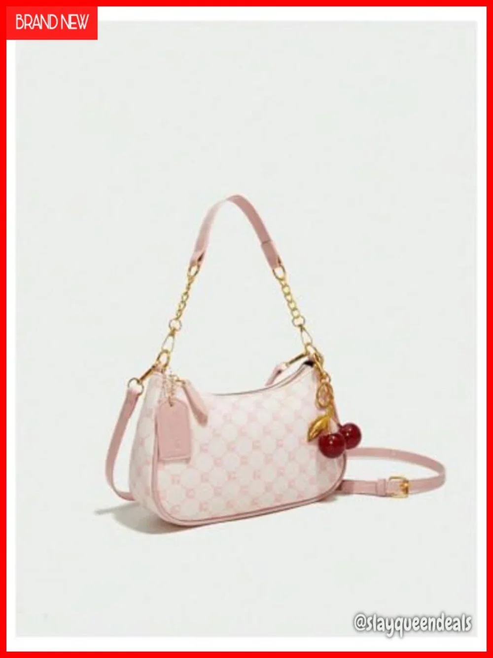 PU Leather Hobo Shoulder Bag with Gold Chain, Detachable Strap, Purse